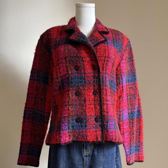 NWT vintage mohair blend red plaid jacket - Picture 8 of 8